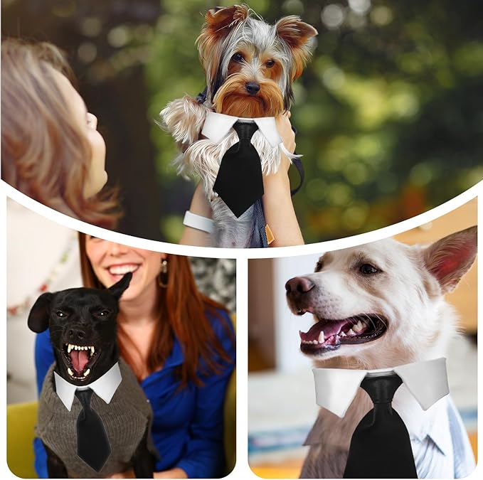 2 Pack Dog Cat Tuxedo Collar Cute Tux Puppies Dog Bowtie Cat Bow Tie Tux Collar Adjustable Formal Pet Cats Necktie for Dogs Cats Birthday Wedding Costumes