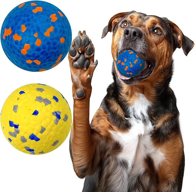 Dog Balls for Aggressive Chewers, Floating Toy for Water Fetch, Bouncy Indestructible Teething Chew and Tennis Balls for Small Medium Large Dogs - 2 Pack