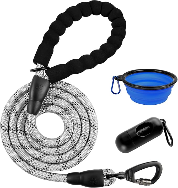 BARKBAY Dog Leashes for Large Dogs Heavy Duty Dog Leash 4/5/6 FT with Comfortable Padded Handle and Highly Reflective Threads for Medium Large Dogs Walking Training Running (6FT-1/2'',Gray)