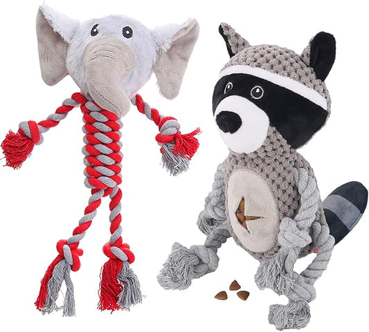 Rope Dog Toys to Keep Them Busy - Tug of War Dog Toys for Boredom Plush Interactive Squeaky Puppy Toys for Small Medium Large Dogs