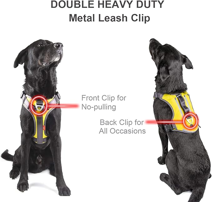 Fida Dog Harness, Multi-Functional No-Pull Pet Vest Harness with Saddle Bags Backpack, Front Leash Clip, Adjustable Soft Padded Reflective No-Choke Dog Vest Heavy Duty for X-Large Dog, XL,Yellow