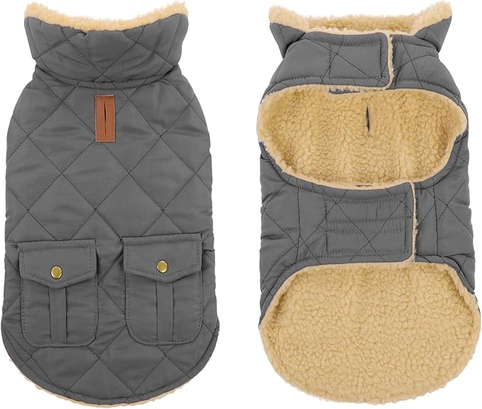 Large Dog Coat, Warm Jacket for Extra-Large Dogs, Dog Winter Coat, Pet Windproof Cold Weather Coats Snow Jacket Pet Clothes, Golden Retriever, Labrador Retriever, Husky, Grey XL