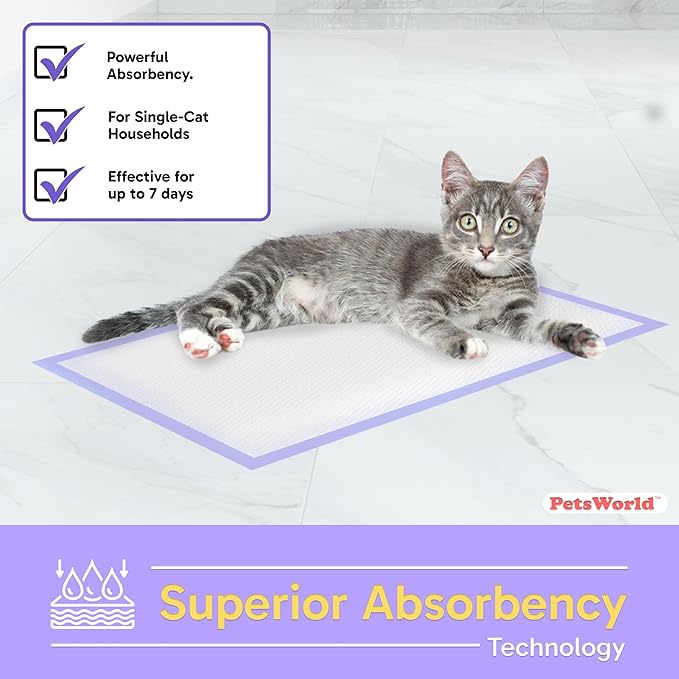 PETSWORLD Fresh Scented Cat Pads Refills for Tidy Cats Breeze Litter System 100 Pads for Cat Litter Box, 16.9x11.4 Inch