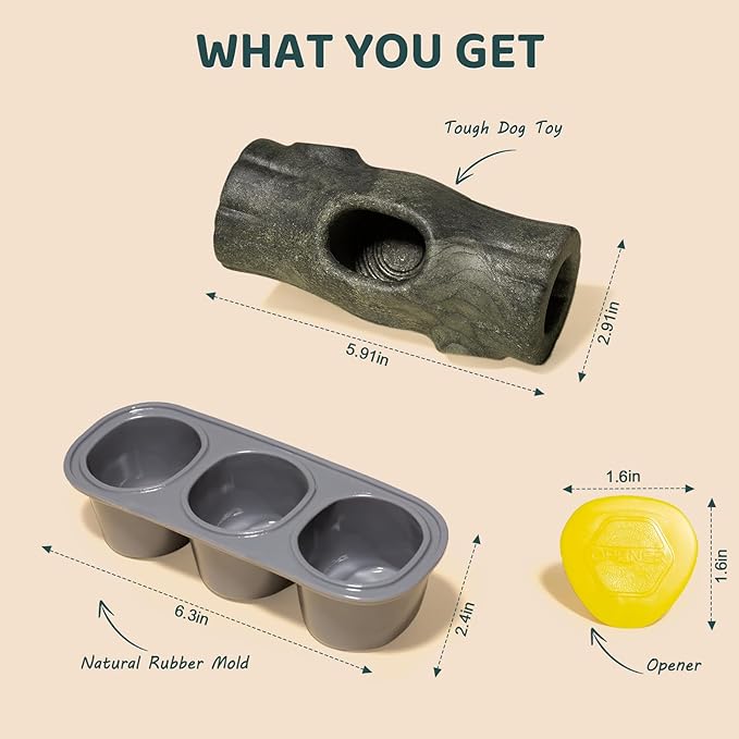 Interactive Dog Toys for Aggressive Chewers, Long-Lasting Frozen Dogs Treat Holder to Keep Them Busy, Indestructible Dog Enrichment Toys - Reduce Anxiety, Safe for Large/Medium Breed