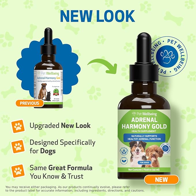 Pet Wellbeing Adrenal Harmony Gold for Dogs - Vet-Formulated - Supports Healthy Adrenal Function, Normal Cortisol Levels, Healthy Thirst & Weight – Holistic Supplement – 2 oz (59 ml)