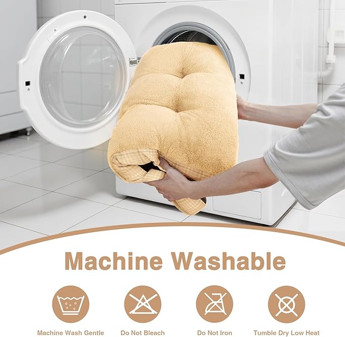 MIHIKK Washable L Dog Bed for Large Dogs with Anti-Slip Bottom, Premium Foam Pet Pad for Crate for Large Medium Small Sized Puppies, 35" x 23" Light Brown