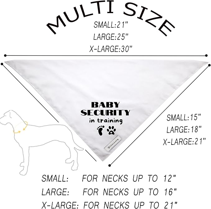 Realeaf Baby Security in Training Dog Bandanas Pet Scarf for Medium and Large Dogs Pregnancy Announcement Pet Accessories Pregnancy Reveal Ideas(Baby Security in Training, Large)
