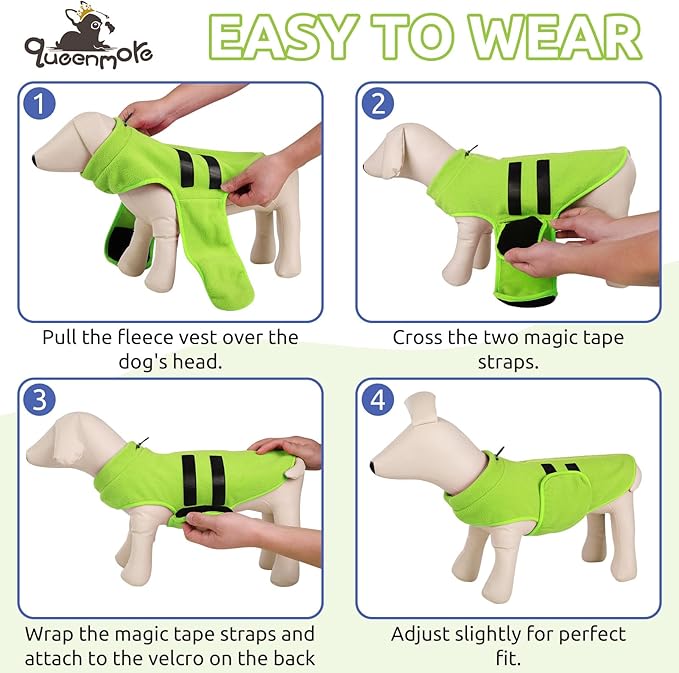 Queenmore XXL Dog Sweater, Soft Fleece Vest Pullover Dog Jacket with Leash Hole, Warm Winter Dog Clothes Cold Weather Doggy Dachshund Sweaters for Large Dogs Cats Boy or Girl (Green, XXL)