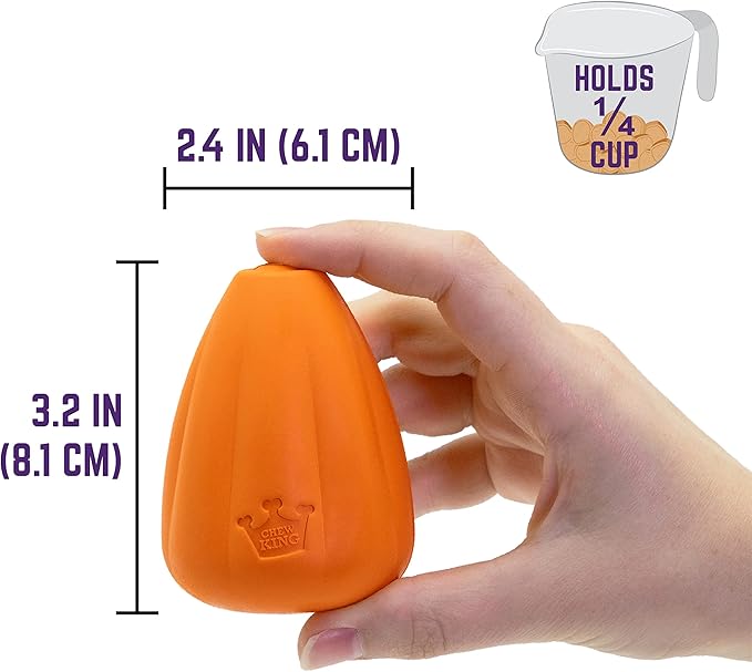 Chew King Premium Treat Dog Toy, Extremely Durable Natural Rubber Toy, Bacon Flavored Dog Toy Orange Medium