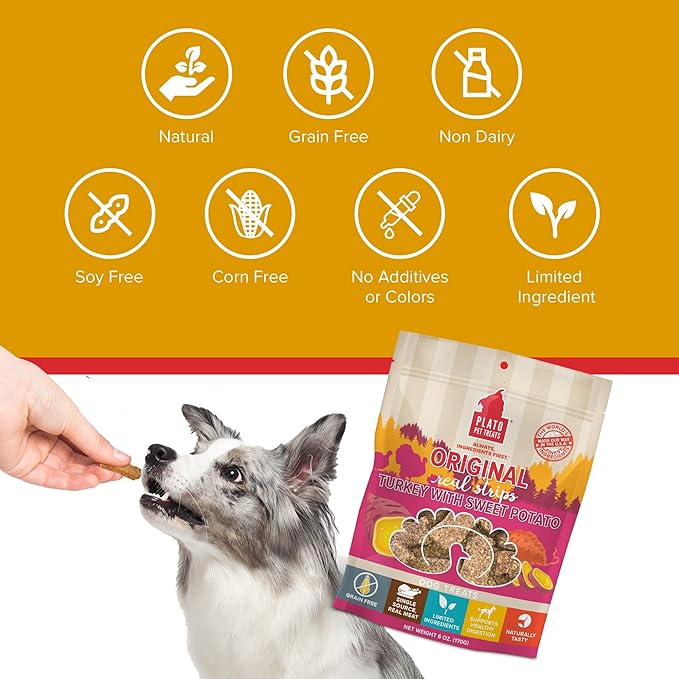 PLATO Original Real Strips Turkey & Sweet Potato 18oz, Natural (1442)