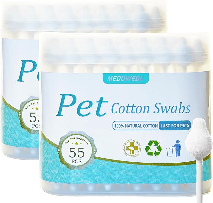[2-Pack Dog Ear Cleaning Cotton Swabs, More Reliable, Safer to Care for Pet Ears, Prevent Accidental Injuries, Suitable for Medium and Large Dogs, Dog Ear Cleaning Kit, L Size, 110 PCS