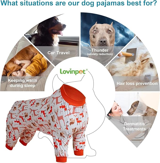LovinPet Big Dog Clothes for Large Dogs Girls, Onesies for Dogs,Lightweight Stretchy Fabric,Critters Cream Print Dog Jumpsuit,Uv Protection Shirt, Pajamas for Pitbulls, Pitbull Shirt,2XL