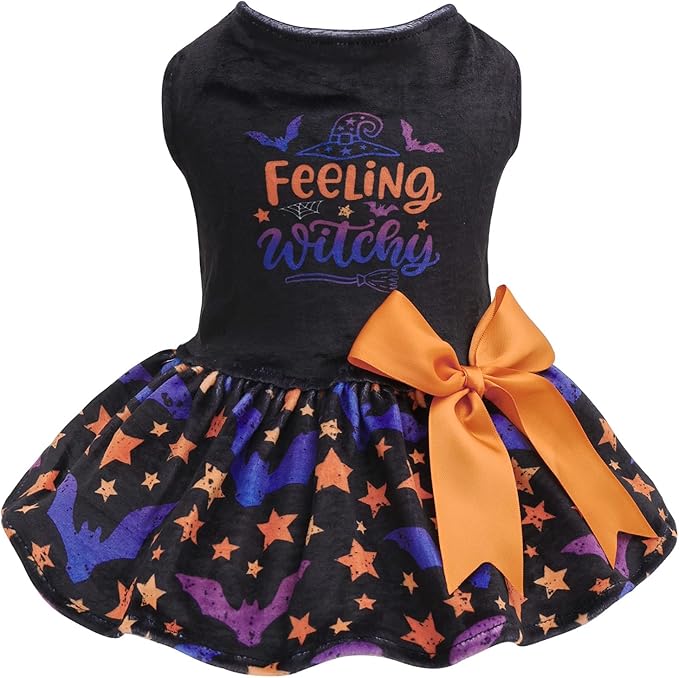 CuteBone Velvet Dog Dresses Halloween for Small Dogs, Stylish & Soft Fabric, Comfortable Fit for Everyday Wear, Perfect for Special Occasions NCVA16XS-D