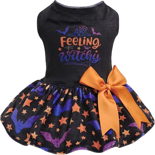 CuteBone Velvet Dog Dresses Halloween for Small Dogs, Stylish & Soft Fabric, Comfortable Fit for Everyday Wear, Perfect for Special Occasions NCVA16S-D