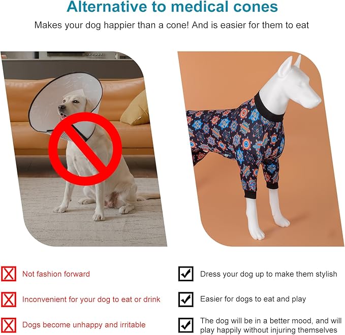 LovinPet Dog PJS Bodysuit for Medium Dogs - Wound Care, Surgery Recovery Pajamas for Dogs, Pitbull Onesie, Cotton Pullover Dog PJ's Cozy Stretchy Fabric, Pitbull Clothes,2XL