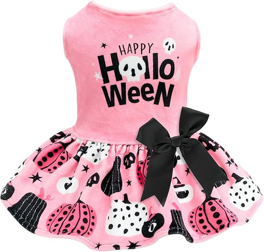 CuteBone Velvet Dog Dresses Halloween for Small Dogs, Stylish & Soft Fabric, Comfortable Fit for Everyday Wear, Perfect for Special Occasions NCVA15M-D