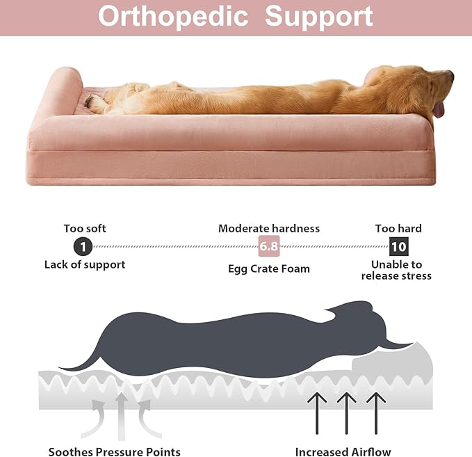 BFPETHOME Dog Beds for Large Dogs, Orthopedic Dog Bed for Medium Large Dogs,Big Waterproof Couch Pet Bed with Removable Washable Cover