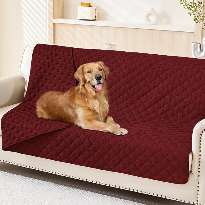 Smiry Waterproof Dog Blanket, Reversible Dog Bed Cover Pet Blanket, Soft Pet Couch Covers for Sofa Washable, Bed Couch Sofa Furniture Protector for Puppy Cat Kids (68"x82", Wine Red/Wine Red)