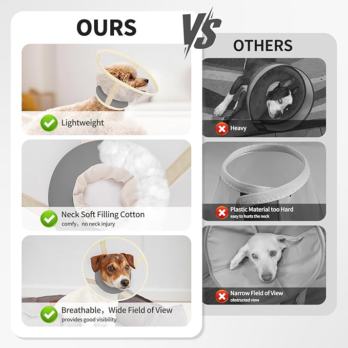 Soft Dog Cone Collar to Stop Licking-Adjustable Comfortable Mesh Recovery Collar After Surgery for Small or Miniature Dogs, Alternative to Plastic Elizabethan Collar for Neuter Incision Care (Grey,L)