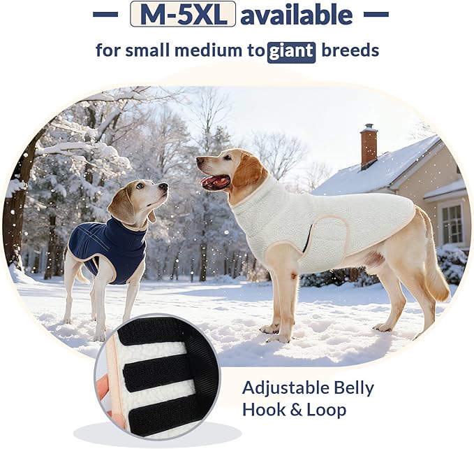 ROZKITCH Reversible Dog Fleece Vest with Harness Hole Super Warm Fleece Sherpa Sweater with Embroidery, Adjustable Double-Sided Plush Sweatshirt for Giant Breeds DarkBlue 5XL