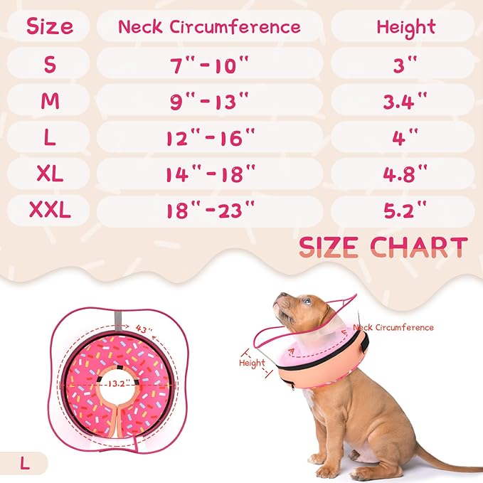 Supet Raised Inflatable Dog Cone Collar to Stop Licking, Soft Dog Cone Alternative After Surgery, Doggie Neck Donut Collar for Small Medium Large Dogs