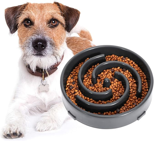 Whippy Slow Feeder Maze for Small/Medium Dogs - Fun, Interactive, Anti-Slip, No Choking, Healthy, Bloat Stop Dog Food & Water Bowl, Gray