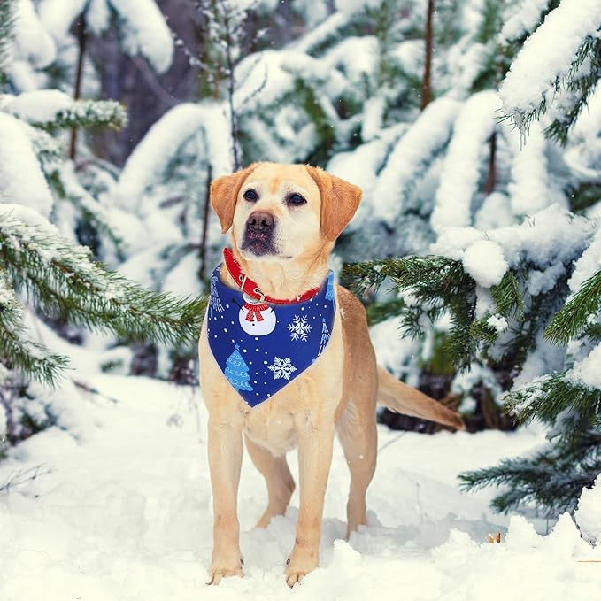 Abbylike 100 Pcs Winter Dog Bandanas Bulk Blue Snowflake Bandanas for Dogs Triangle Kerchief Bibs Scarf for Pet Xmas Costume Photo Props Accessories Pet Shops Grooming, 25 Styles (25.6 x 17.7 x 17.7)