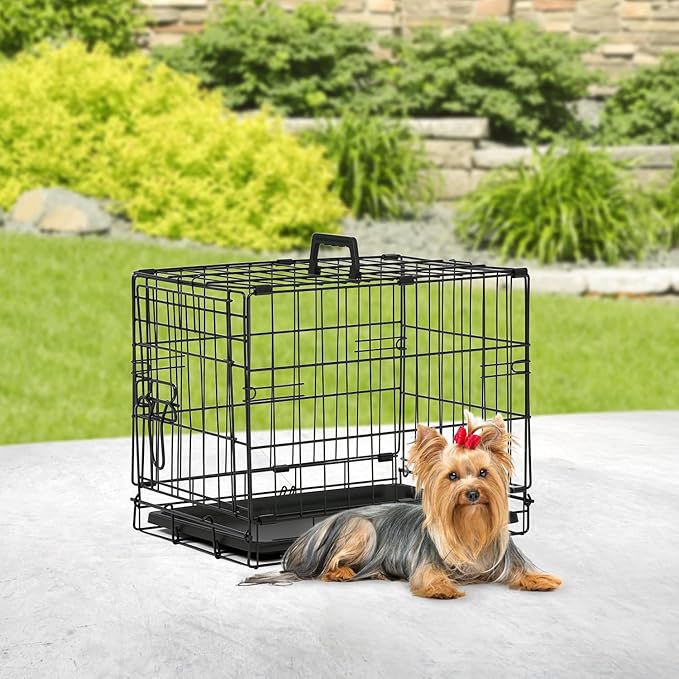 BestPet | Dog Crate | 18" | Black | Foldable Metal Kennel with Single Doors, Secure Slide-Bolt Latches, Leakproof Tray | Portable Dog Cage for Small Breeds | for Travel, Indoor & Outdoor Use