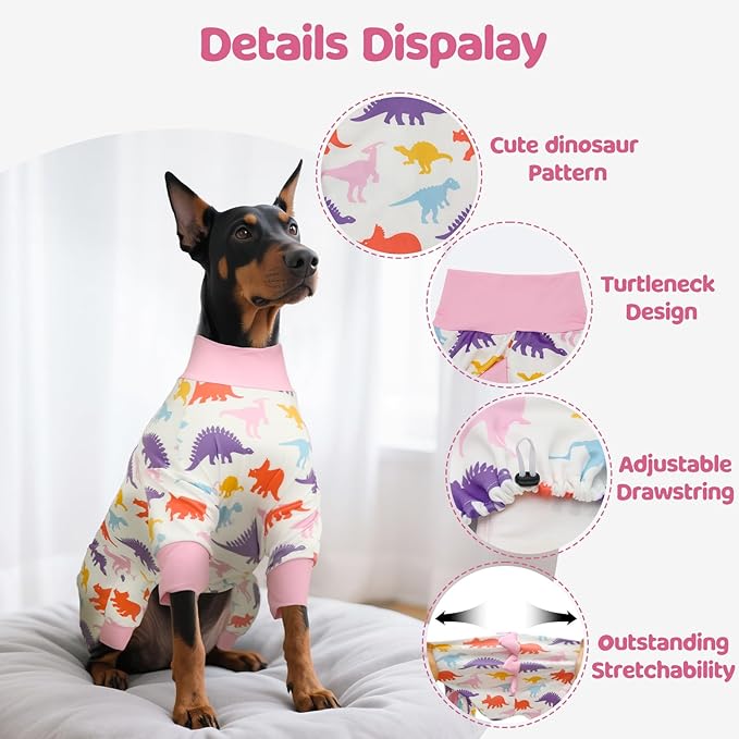 Dog Pajamas Large Size, Big Dog Onesie Clothes, Anti Shedding and Licking, Post Surgery Recovery Pet Pjs, Cotton Soft Material Stretchable Pet Pajamas U-COSP04XL
