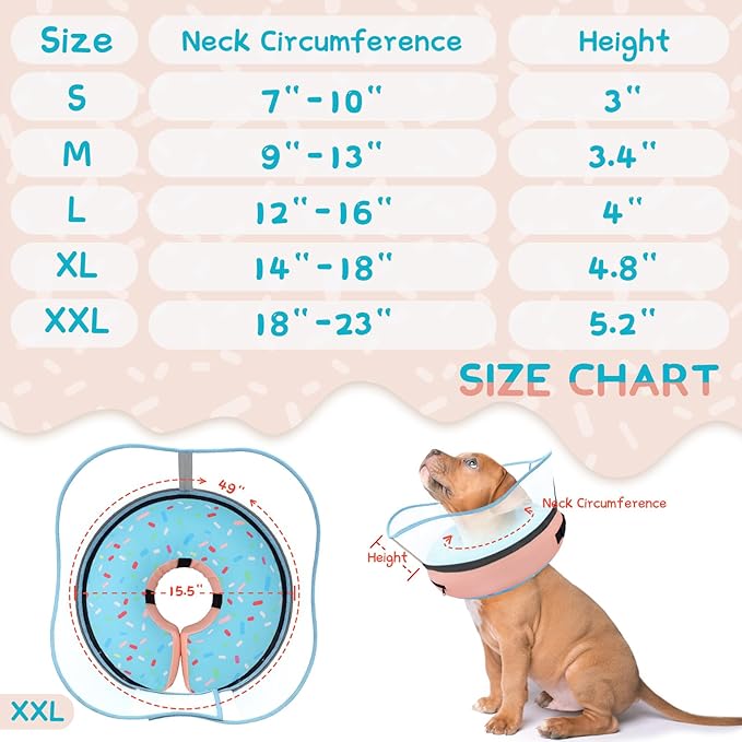 Supet Raised Inflatable Dog Cone Collar to Stop Licking, Soft Dog Cone Alternative After Surgery, Doggie Neck Donut Collar for Small Medium Large Dogs
