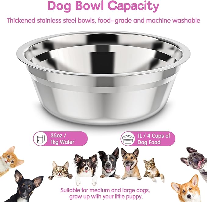 Elevated Dog Bowls Large Breed XIAZ Raised Dogs Bowl Stand Large/Medium Sized Dog 1L Food Water Bowl Stands 5 Heights Adjustable 9/11/12/15in Pink Pet Feeder Dish Station