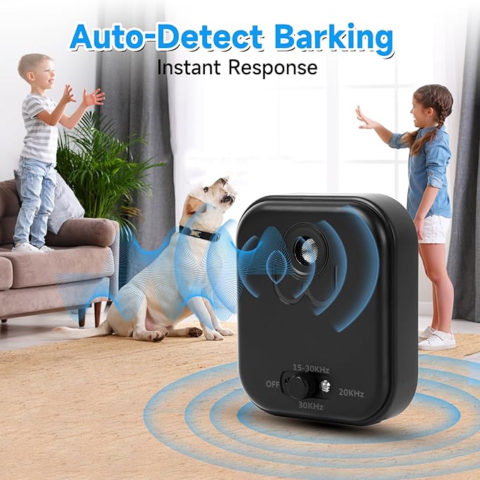 GDJBA Ultrasonic Dog Bark Deterrent Device - 2025 Upgrade Anti Barking Device for Dogs Outdoor with 15-Day Battery, Stop Neighbors Dog Barking & Smart Bark Control