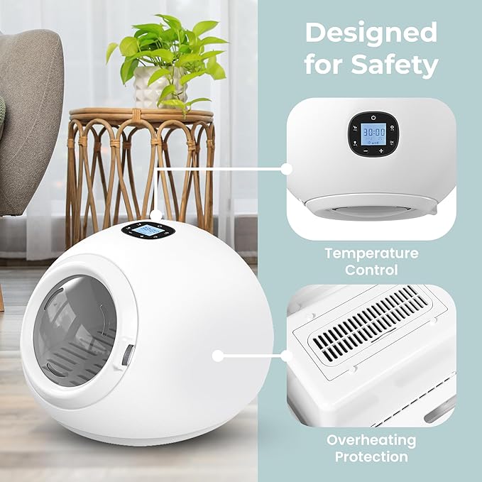 55L Smart Pet Grooming Dryer Box - Quick, Low Noise, Self Dry, Portable & Fast Hair Drying for Dogs, Cats, and Small Pets |Dries Pet Clothes| Temperature and Timer Control, Spa Treatment