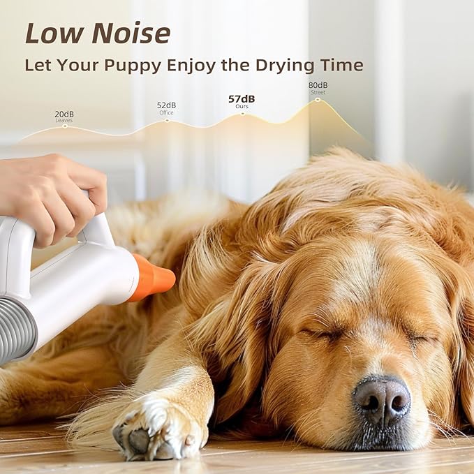 Dog Blow Dryer for Pet Grooming - Maximum 495ft/s High Velocity Pet Blow Dryer with Cool-Warm-Hot Cycle Mode, Adjustable Temp & Speed, Dog Dryer with 4 Nozzles and Up to 6.56ft Flexible Hose