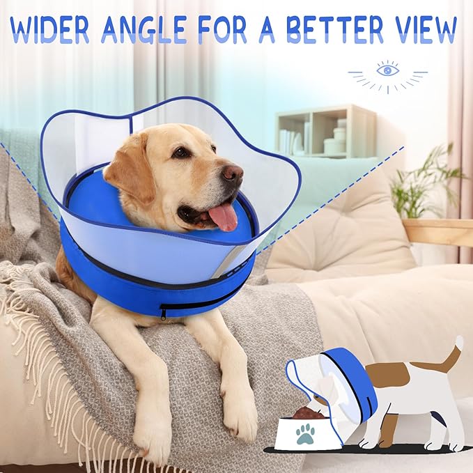 Supet Raised Inflatable Dog Cone Collar to Stop Licking, Soft Dog Cone Alternative After Surgery, Pet Neck Donut Collar for Small Medium Large Dogs