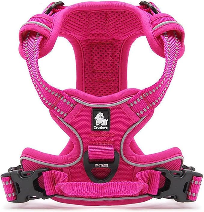TRUE LOVE Truelove Adjustable No-Pull Dog Harness Reflective Pup Vest Harnesses Comfortable Control Brilliant Colors TLH5651(Fushcia,M)