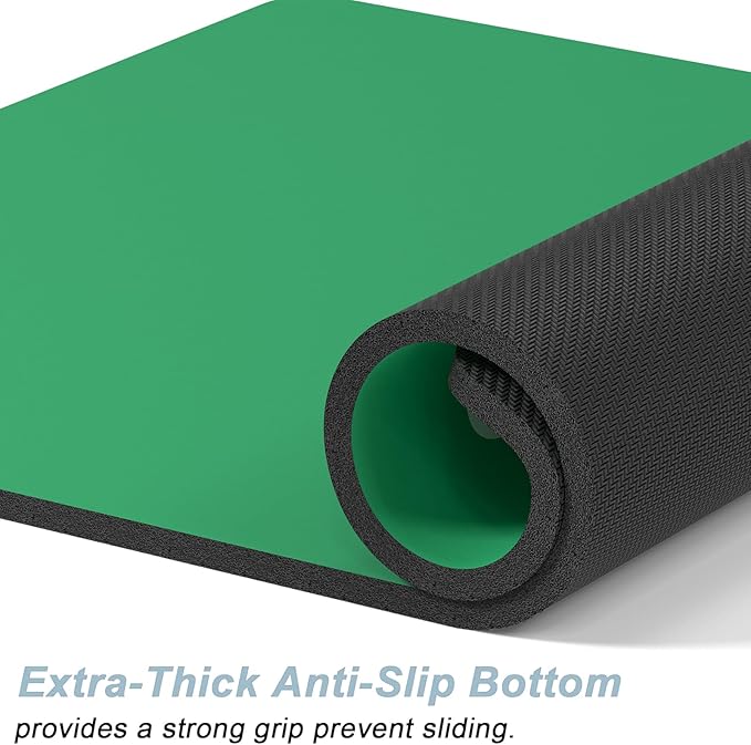 Rnivvi Dog Food Mat, 12" x 19" Footprint Absorbent Dog Cat Bowl Mat for Food and Water, Cute Anti-Slip Rubber Pet Feeding Rug Protect Floors, Puppy Placemat for Feeding & Watering Supplies, Green