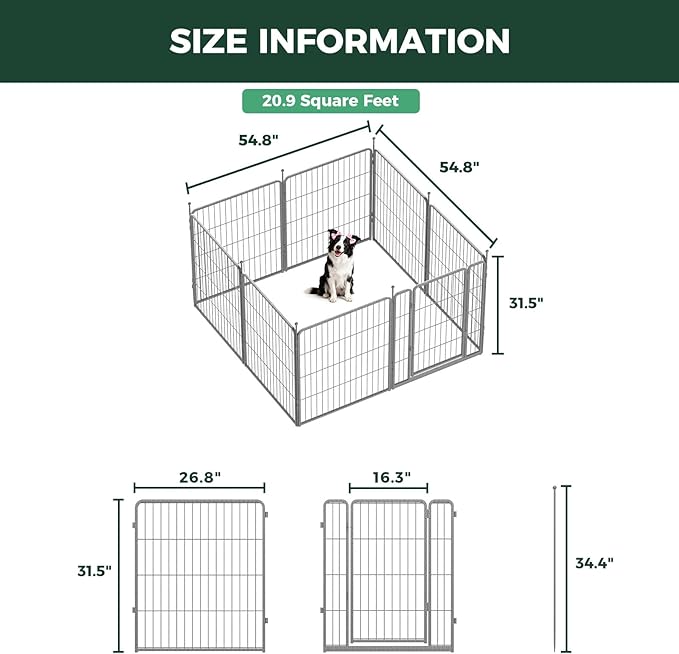 FXW Aster Dog Playpen Designed for Yard, 32inch 8 Panels