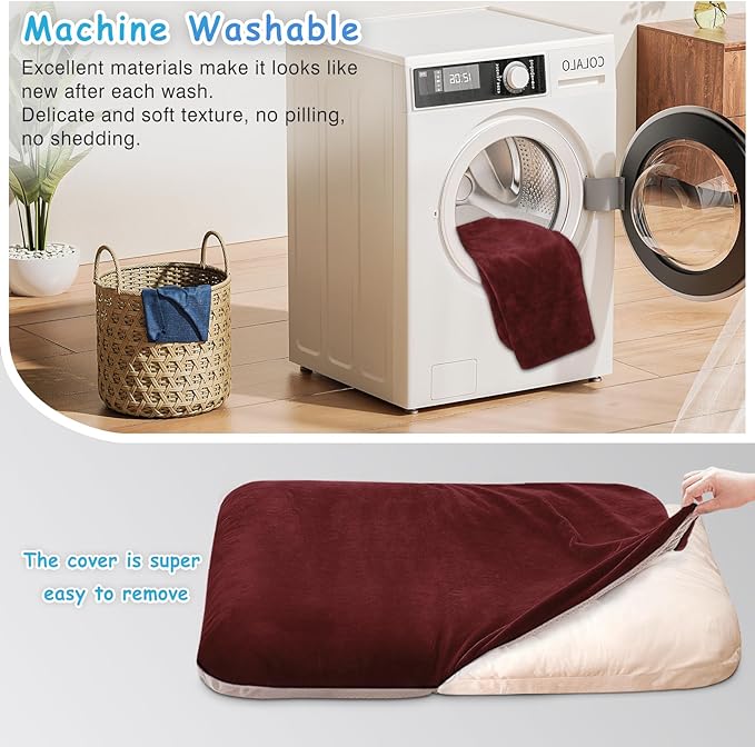 Magic Dog Super Soft Medium Dog Bed, 32 Inch Orthopedic Foam Pet Bed with Anti Slip Bottom, Removable Washable Cover, Burgundy