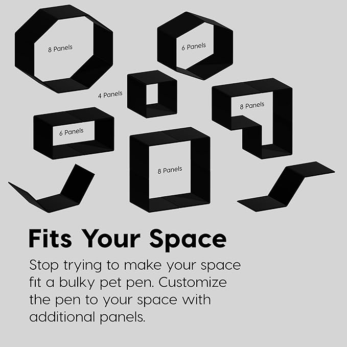 IRIS USA 24" 6-Panel Pet Dog Puppy Playpen with Door, for Puppy Small Dogs Keep Pets Secure Easy Assemble Easy Storing Customizable Non-Skid Rubber Feet, Foldable, Black