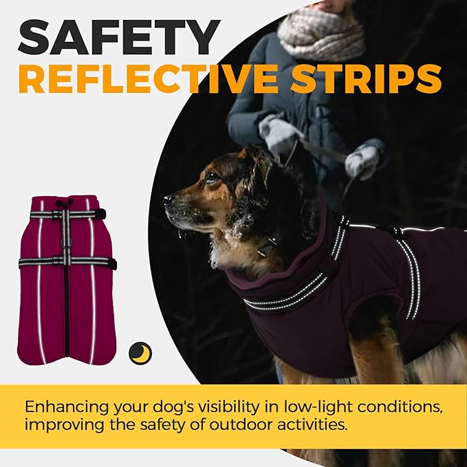 Lelepet Waterproof Dog Jacket with Harness Built in Warm Dog Winter Coat, Reflective Jacket Fleece Jacket, Windproof Dogs Coats for Small Dogs, Thermal Pet Snowsuit for Cold Weather, Yorkshire, Pink S