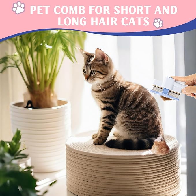 3PCS Flea Comb for Cats and Dogs Self-Cleaning Pet Flea Comb Grooming Brush with Pet Nail Clipper