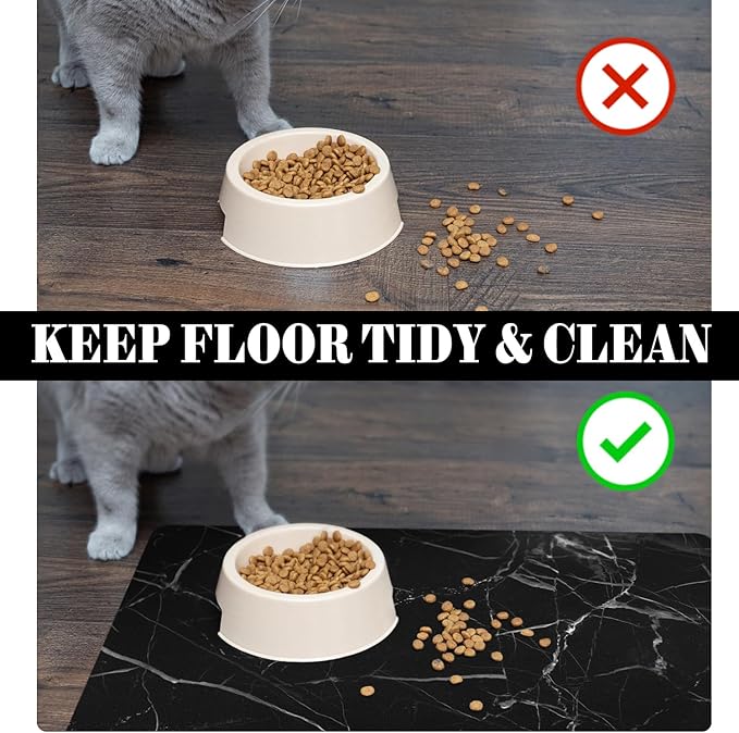 Absorbent Dog Food Mat for Floors - Quick Dry Pet Bowl Mat for Food and Water, Eco-Friendly Boho Cat Supplies