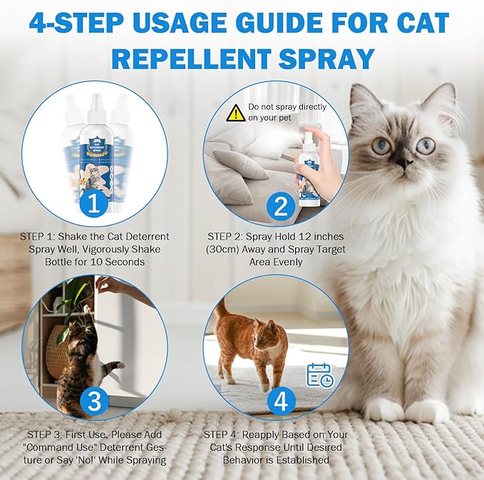 Cat Deterrent Spray, Natural Citrus Cat Repellent Stop Scratching Furniture, Safe Non-Toxic Anti-Scratch Formula for Cats and Kittens, Effective Training Aid Indoor/Outdoor Pet Stopper, 5.07 FL OZ (1)