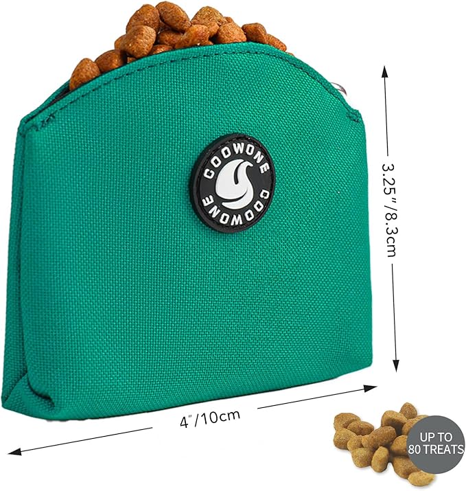 COOWONE Dog Treat Pouch Magnetic Closure Small Dog Training Treat Pouch Pocket Sized Small Dog Treat Pouch with Clip (Green)