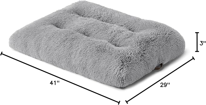 Bedsure Washable Extra Large Dog Bed for Crate, Faux Fur Dog Crate Pad for Large Breed, Plush Soft Comfort Dogs Sleeping Mat, Anti-Slip Pet Kennel Pad, 41" x 29", Grey