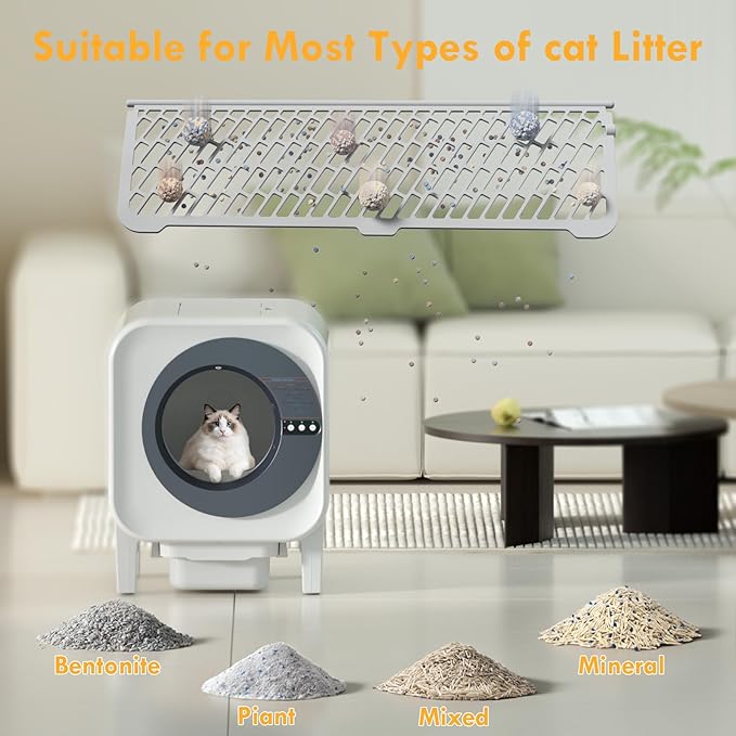 Automatic Cat Litter Box Self Cleaning,Large Capacity Self Cleaning Cat Litter Box Multiple Cats,with Odor Removal Smart Litter Boxes, App Control,Robot with Dual Safety Protection,for Large Cat,Black