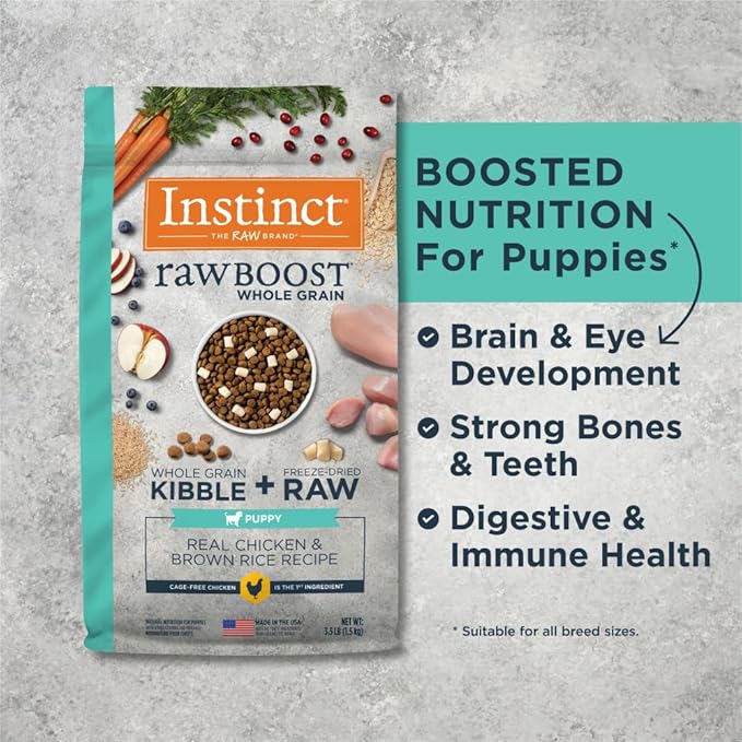 Instinct Raw Boost Puppy, Natural Dry Dog Food with Freeze Dried Pieces, High Protein, Whole Grain Recipe - Real Chicken & Brown Rice, 3.5 lb. Bag