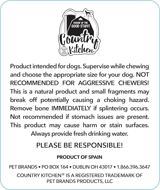 Country Kitchen Genuine Serrano Mega Ham Bone, 100% Natural, Dry Aged, for Large Dogs, Pack of 1