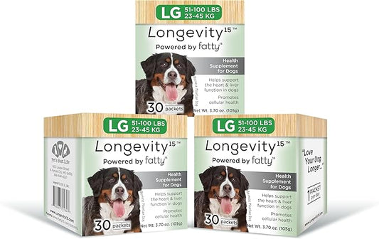 Yummy Combs Longevity15 – C15:0 – Fatty Acid Health Supplement for Dogs – Healthy Pet Supplies – for Large Dogs, 3 Pack